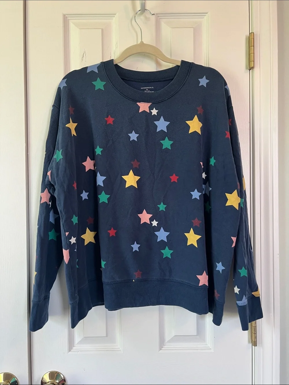 summersalt Navy Crewneck with Multicolor Star Accents